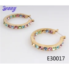 China alloy greek gold new model 2013 women crystal hoop earrings manufacturer