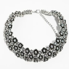 الصين antique gold three layer metal flower chocker necklace N90084 الصانع