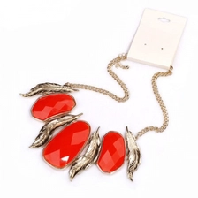 China big resin stone gold feather statement necklace necklace ZN004 manufacturer