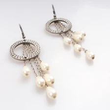 Çin big round ring pink tear drop pearl piercing earrings E30040 üretici firma