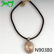 China black leather crystal sex charmed choker necklace N90380 manufacturer