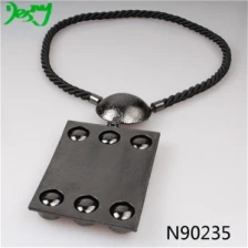 China braided black rope chunky men's pendant necklace N90235 manufacturer