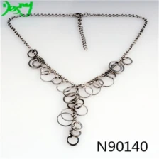 China brass silver chain circle pendant lariat necklace N90140 manufacturer