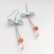 China cheap colorful crystal drop beaded dangling earrings E30069 manufacturer