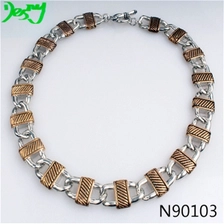 China cheap couple lock chain gold silver statement necklace N90103 manufacturer