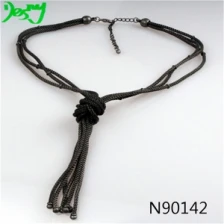 China cheap mens seed bead black rope lariat necklace N90142 manufacturer
