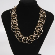 Çin circless link gold statement choker necklace N90358 üretici firma