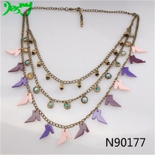 China colored plastic crystal sex split heart charmed necklace N90177 manufacturer