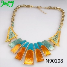 China colorful indian jewelry crystal gold statement necklace N90108 fabricante