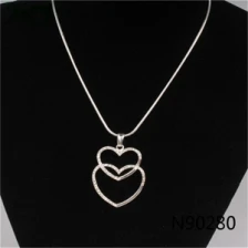 China crystal sex double hearts charmed pendant necklace N90280 manufacturer