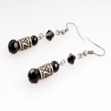 Çin ethnic metal hipanema beaded jhumka piercing earrings E30035 üretici firma