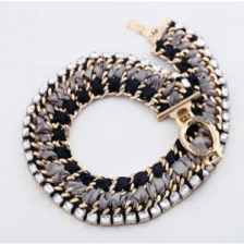 Çin fake gold jewelry acrylic chain link costume necklace N90230 üretici firma