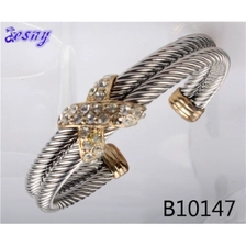 China fashion cystal butterfly double cable rhodium plated bangle manufacturer