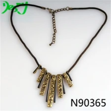China fashion jewelry black rope gold bar tattoo choker necklace N90365 manufacturer