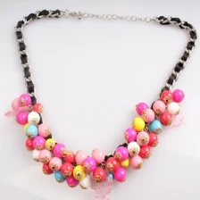 Çin fashion jewelry chunky colorful bead choker necklace N90093 üretici firma