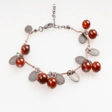 Çin fashion jewelry gold chain charm glass bead bracelet B10156 üretici firma