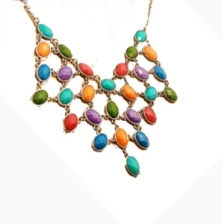 China fashion jewelry mesh rainbow beaded choker necklace TBN004 manufacturer