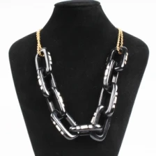 Çin fashion jewelry resin rhinestone chain choker necklace N90458 üretici firma