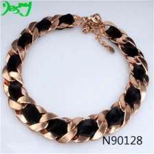 China fashion jewelry satin ribbon rose gold choker necklace N90128 manufacturer