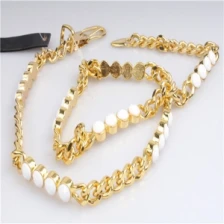 Çin fashion lady beaded gold waist chain sash belt BT60021 üretici firma