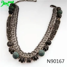 China fashion metal beaded layers chains costume necklace N90167 manufacturer