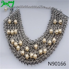 China fashion titanium mesh pearl necklace bracelet jewelry set N90166 manufacturer