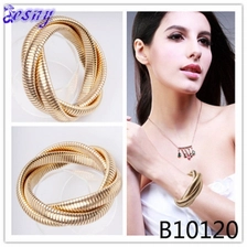 Cina fashionable braided latest designs elastic gold bangles bracelets produttore