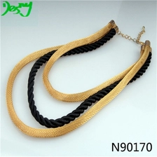 China gold chain black cord fashion jewelry choker necklace N90170 manufacturer