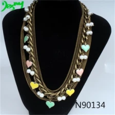 China gold chain heart pearl crystal sex charmed necklace  N90134 fabricante