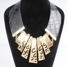 Çin gold fashion handmade leather tatto choker necklace N90079 üretici firma