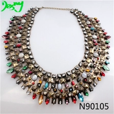 Cina handmade crystal colorful bead bib statement necklace N90105 produttore