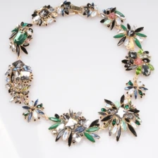 الصين handmade crystal sunflower gold statement necklace N90011 الصانع