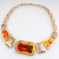 China indian style tribal coral gold statement necklace N90080 Hersteller
