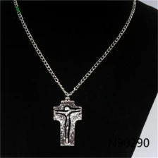 China jewelry silver jesus christian cross pendant necklace N90290 manufacturer