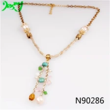 China keychain artificial pearl emerald beads necklace N90286 manufacturer
