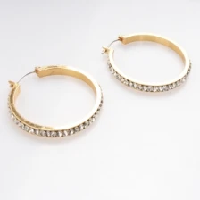 China ladies designs crystal avenue gold plated hoop earrings E30018 manufacturer