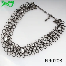 China large crystal stone titanium mesh choker necklace N90203 manufacturer