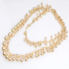 Çin latest design beads aluminium chain gold statement necklace N90100 üretici firma
