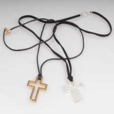 China leather rope horseshoe nail cross pendant necklace N90294 manufacturer