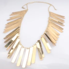 Çin long thin chain gold bar alloy statement necklace N90088 üretici firma