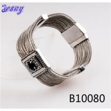 China men and women silver flower chain magnet bracelet B10080 manufacturer