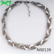 China mens leather metal ball chain braided choker necklace N90139 manufacturer
