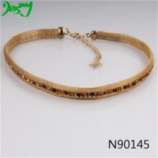 China modern color rhinestone gold statement necklace N90145 manufacturer