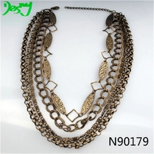 China multi layer thick gold chain statement necklace N90179 manufacturer