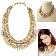 China multi layers swarovski gold indian chains necklace STN005 manufacturer