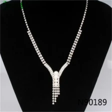China natural pearl tassel crystal wedding necklace N90189 manufacturer