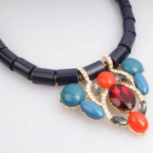 Çin new arrival fashion multi color stone unique necklace üretici firma