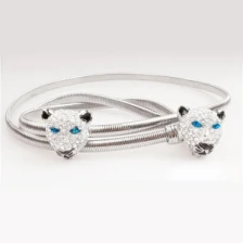Çin new silver tiger head rhinestone women elastic sash belt BT60001 üretici firma