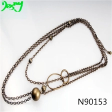 China party beads thin metal gold cuban link chain necklace N90153 manufacturer
