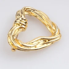 Çin plain indian jewelry safety pin gold heart kundan brooch P80005 üretici firma